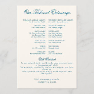 Dusty Blue French Toile Wedding Program Stationery
