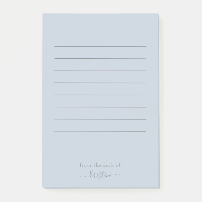 Dusty Blue From the Desk of Custom Lined Large Post-it Notes (Front)