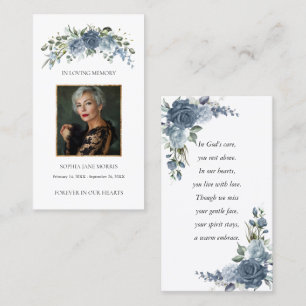 Dusty Blue Funeral Prayer Card 