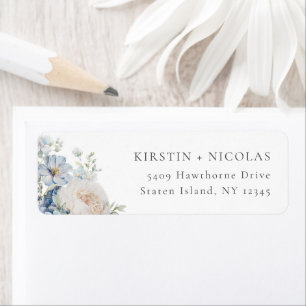 Dusty Blue Garden Floral Adresse de retour Label