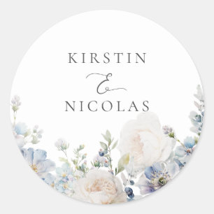 Dusty Blue Garden Floral Wedding Envelope Seal