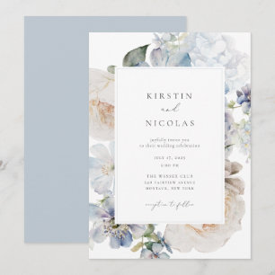 Dusty Blue Garden Floral Wedding Invitation