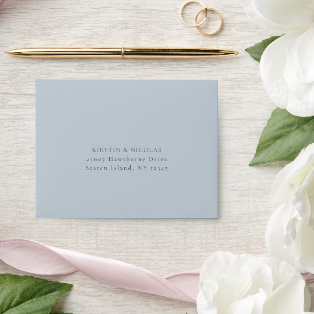 Dusty Blue Garden Floral Wedding RSVP Envelope (Wedding)
