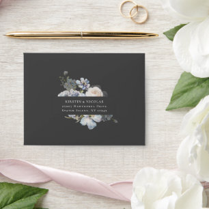 Dusty Blue Garden Floral Wedding RSVP  Envelope