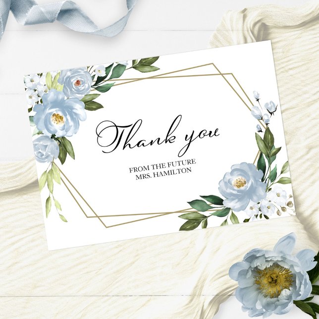 Dusty Blue Geometric Bridal Shower Thank You (Creator Uploaded)