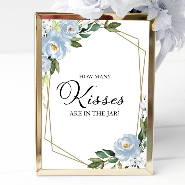 Dusty Blue Geometric Floral How Many Kisses Sign (Creator Uploaded)