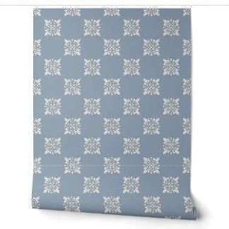 Dusty Blue Geometric Floral Peel and Stick Wallpaper
