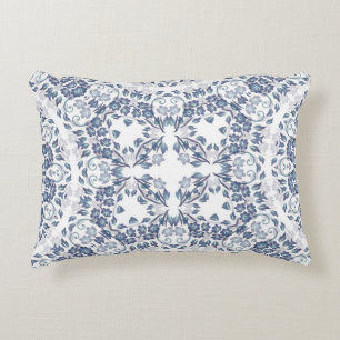 Dusty Blue Geometric Mandala Pattern Accent Pillow