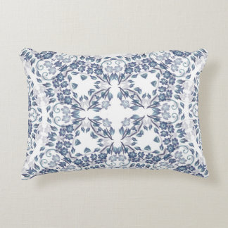 Dusty Blue Geometric Mandala Pattern Accent Pillow