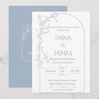 Dusty Blue Geometric Wedding Invitation Template
