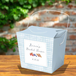 Dusty Blue Gingham Brunch Bridal Shower Fun Picnic Favor Box