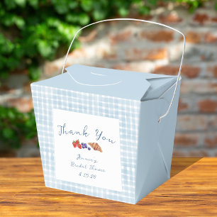 Dusty Blue Gingham Brunch Bridal Shower Thank You Favor Box