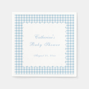 Dusty Blue Gingham Classic Baby Shower Napkin