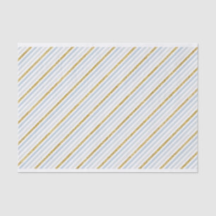Dusty Blue & Glitter Gold Striped Tissue Paper