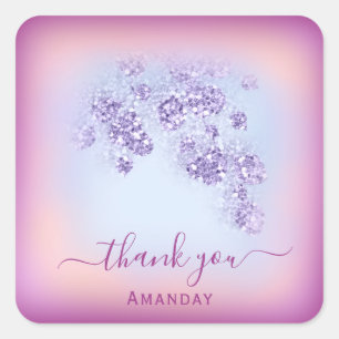 Dusty Blue Glitter Marsala Thank Sweet 16th Square Sticker