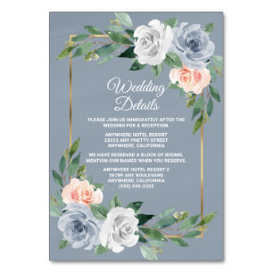 Dusty Blue Gold Blush Peach Wedding Insert Cards