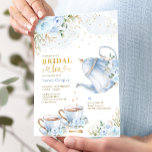 Dusty Blue Gold Floral Bridal Shower Tea Party Invitation<br><div class="desc">Tea party themed bridal shower invite. Click the "customize further" button if you wish to re-arrange and format the style and placement of the text. Comes with a matching floral pattern backside.</div>