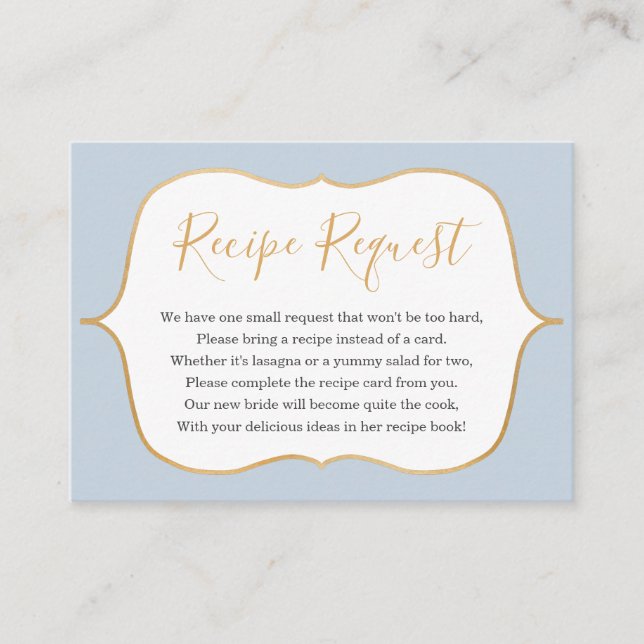 Dusty Blue Gold Request Enclosure Card (Front)