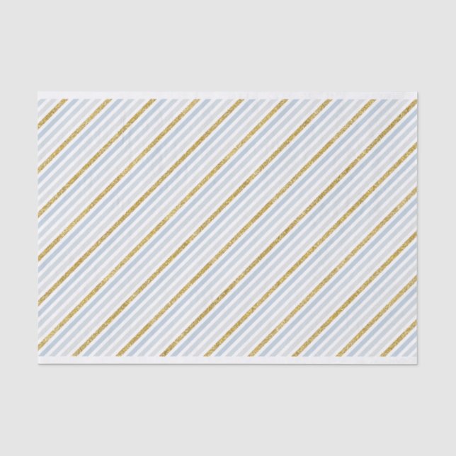 Dusty Blue Gold Striped Tissue Paper (Front)