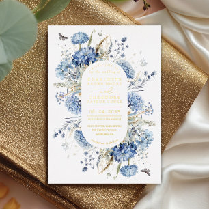 Dusty Blue & Gold Wildflower Rustic Chic Wedding 
