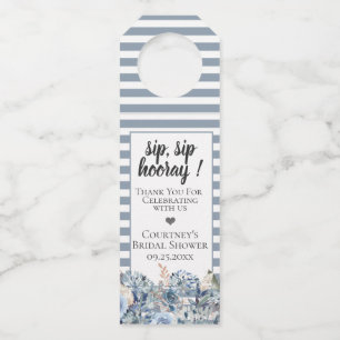 Dusty Blue Golden Botanical Bottle Tag