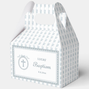 Dusty Blue Greek Frame Baptism Big Gable Favor Box
