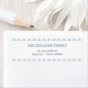 Dusty blue greek frame return address label