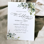 Dusty Blue Green Eucalyptus Greenery Wedding Invitation<br><div class="desc">This elegant collection features mixed watercolor greenery leaves paired with a classy serif & delicate sans font in black,  with a monogram on the back. Matching items available.</div>