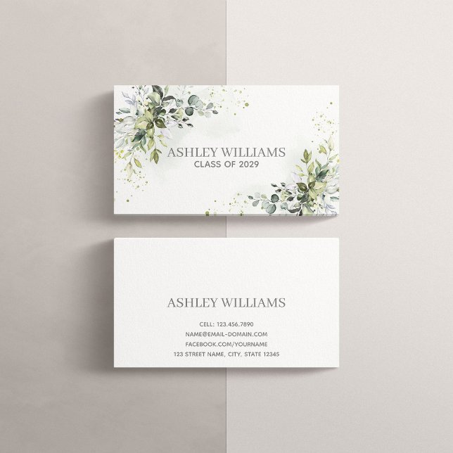Dusty Blue Green Graduation Nom de la carte Nom (Créateur téléchargé)