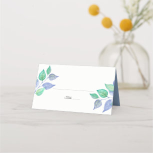 Dusty Blue Green Watercolor Foliage Wedding Place Card