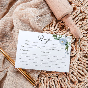 Dusty Blue Greenery Bridal Shower Recipe Card
