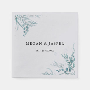 Dusty Blue Greenery Eucalyptus Leaves Wedding  Nap Napkin