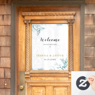 Dusty Blue Greenery Eucalyptus Leaves Wedding  Window Cling