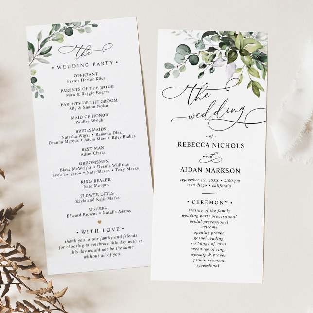 Dusty Blue Greenery Eucalyptus Wedding Program (Creator Uploaded)