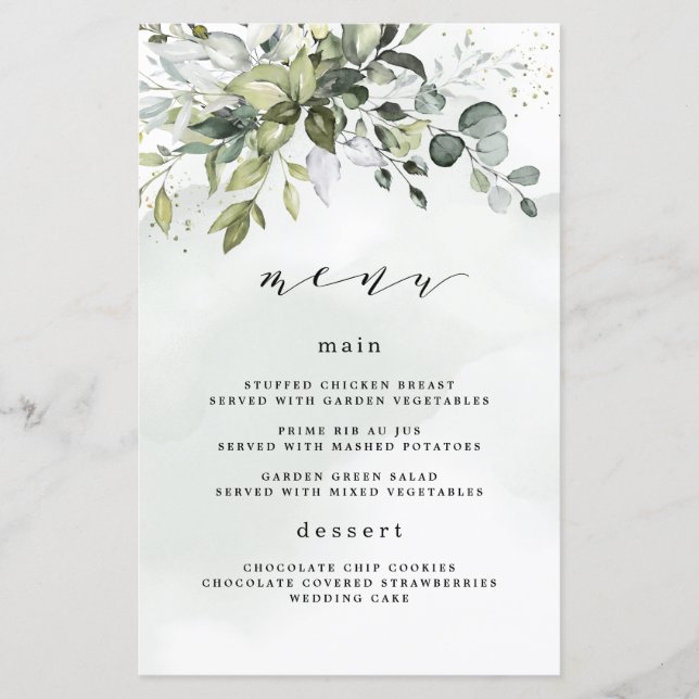 Dusty Blue Greenery Floral Boho Mariage Cartes de  (Devant)
