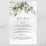 Dusty Blue Greenery Floral Boho Wedding Menu Cards<br><div class="desc">Design features a bouquet of watercolor greenery, eucalyptus and a succulent over a dusty blue watercolor splash. Design also features specks of painted (printed) gold and green. Check on screen previews before checking out to make sure your personal details print to your satisfaction. You can fully customize this design under...</div>