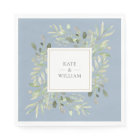 Dusty Blue Greenery Foliage Wedding Napkins