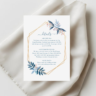 Dusty Blue Greenery Geometric Wedding Details Enclosure Card
