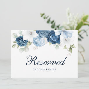 Dusty Blue Greenery Groom's Family Reserved Sign Invitation
