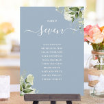 Dusty Blue Greenery Seating Plan Table Number<br><div class="desc">These elegant dusty blue botanical greenery leaves wedding table numbers can be personalized with your guests' seating plan set in chic typography. The cards are printed on the front and back (double-sided). Designed by Thisisnotme©</div>