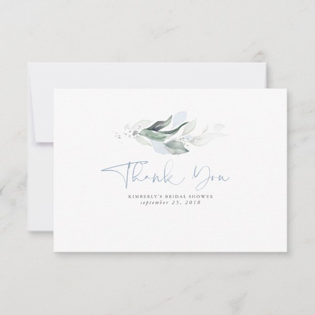 Dusty Blue Greenery Silver Feuille Petit Merci (Devant)