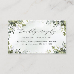 Dusty Blue Greenery Wedding Online RSVP Cards