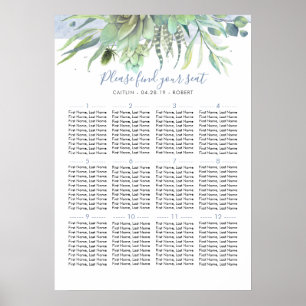Dusty Blue Greenery Wedding Seating Chart