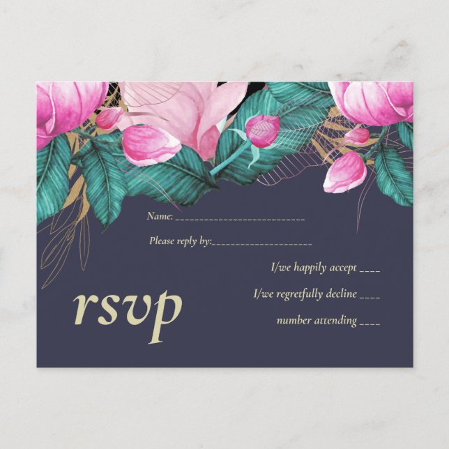 Dusty Blue Greenery Wedding Stationery BUDGET Invitation Postcard (Front)