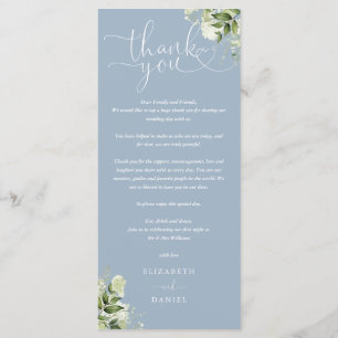 Dusty Blue Greenery Wedding Thank You Place Card
