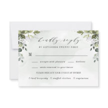 Dusty Blue Greenery  with Meal Choice Boho Wedding