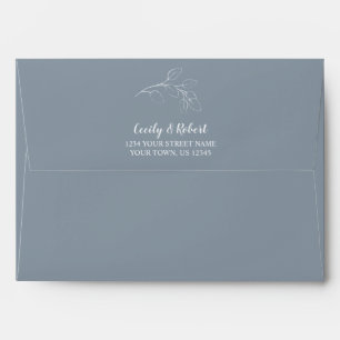 Dusty Blue Grey and Sage Green Botanical Envelope