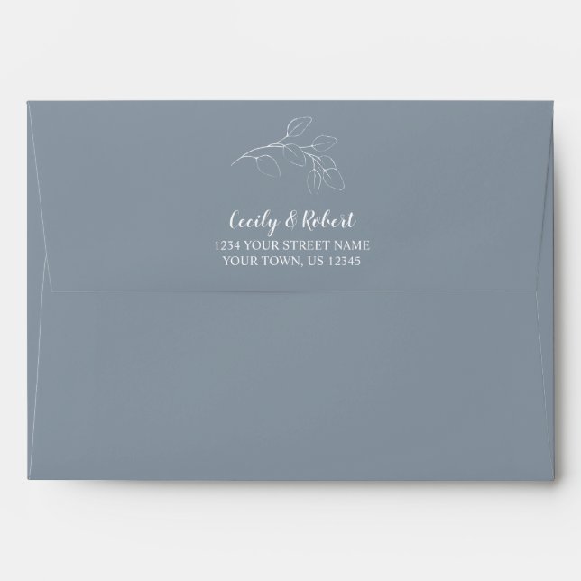 Dusty Blue Grey and Sage Green Botanical Envelope (Back (Top Flap))