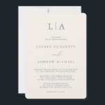 Dusty Blue Grey & Beige Minimalist Wedding Invitation<br><div class="desc">Beautiful,  elegant and simple,  minimalist wedding invitation. Fully customizable with monogram/initials,  names,  dates,  location and colours to match your wedding theme.</div>