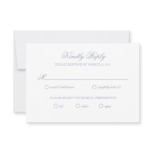 Dusty Blue Grey Crest Wedding RSVP Card